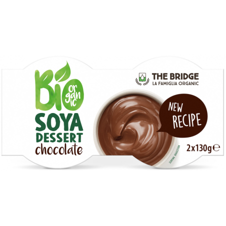 DESER SOJOWY O SMAKU CZEKOLADOWYM BEZGLUTENOWY BIO (2 x 130 g) 260 g - THE BRIDGE