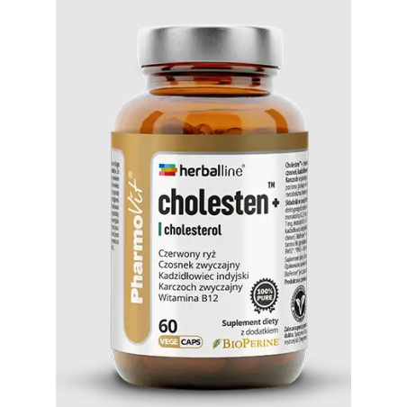 KAPSUŁKI NA PRAWIDŁOWY POZIOM CHOLESTEROLU (CHOLESTEN+) BEZGLUTENOWE 60 szt. - PHARMOVIT (HERBALLINE)