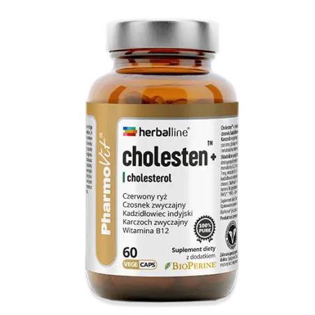 KAPSUŁKI NA PRAWIDŁOWY POZIOM CHOLESTEROLU (CHOLESTEN+) BEZGLUTENOWE 60 szt. - PHARMOVIT (HERBALLINE)