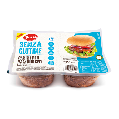 BUŁKI DO HAMBURGERÓW BEZGLUTENOWE (4 x 75 g) 300 g - DORIA