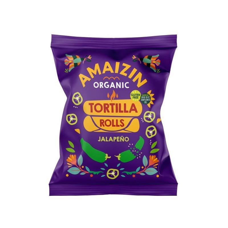 CHIPSY TORTILLA KUKURYDZIANE O SMAKU JALAPENO BEZGLUTENOWE BIO 100 g - AMAIZIN