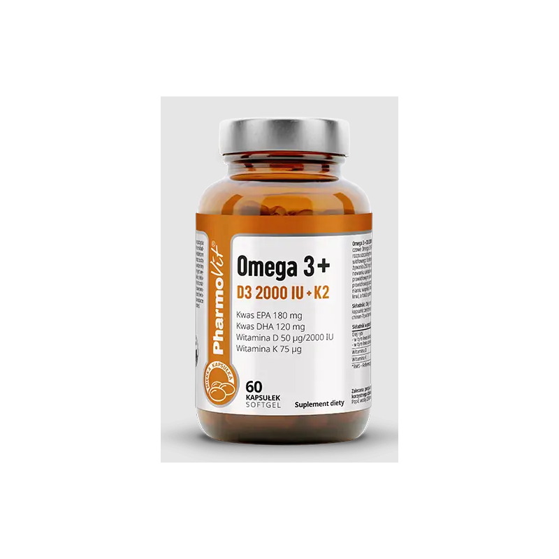 OMEGA 3 + WITAMINY D3 + K2 BEZGLUTENOWE 60 KAPSUŁEK - PHARMOVIT (CLEAN LABEL)