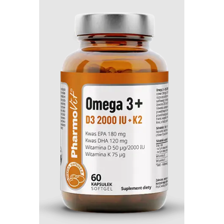 OMEGA 3 + WITAMINY D3 + K2 BEZGLUTENOWE 60 KAPSUŁEK - PHARMOVIT (CLEAN LABEL)