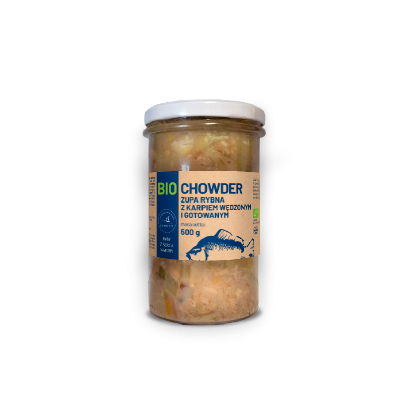 ZUPA RYBNA CHOWDER Z KARPIEM WĘDZONYM I GOTOWANYM BIO 500 g - RYBY Z SERCA NATURY