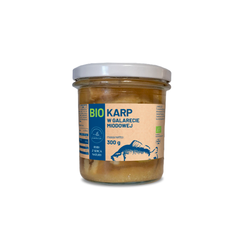 KARP W GALARECIE MIODOWEJ BIO 300 g (SŁOIK) - RYBY Z SERCA NATURY