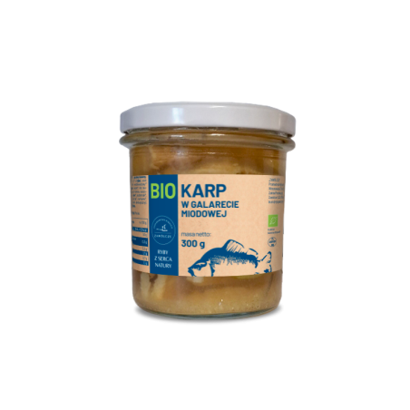 KARP W GALARECIE MIODOWEJ BIO 300 g (SŁOIK) - RYBY Z SERCA NATURY