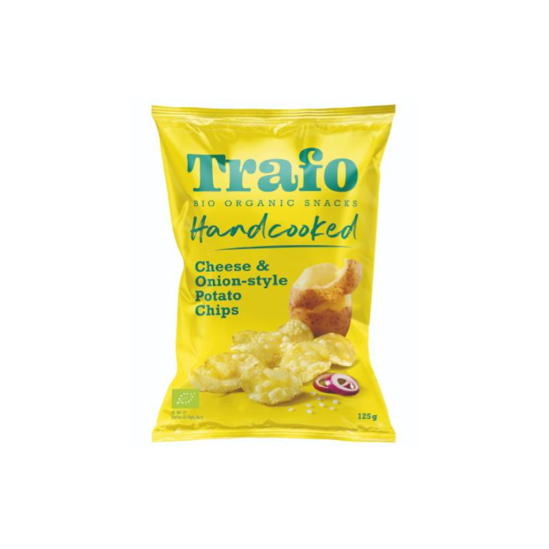 CHIPSY ZIEMNIACZANE O SMAKU SEROWO - CEBULOWYM WEGAŃSKIE BIO 125 g - TRAFO