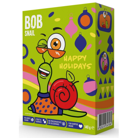 ZESTAW ŚWIĄTECZNY - PRZEKĄSKI OWOCOWE Z ZABAWKĄ BEZGLUTENOWE 140 g - BOB SNAIL (PRODUKT SEZONOWY)