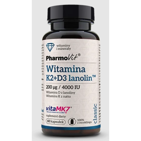 WITAMINA K2 + D3 BEZGLUTENOWA 60 KAPSUŁEK - PHARMOVIT (CLASSIC)