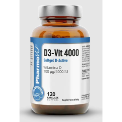 WITAMINA D3-VIT 100 µg (4000 j.m) BEZGLUTENOWA 120 KAPSUŁEK - PHARMOVIT (CLEAN LABEL)