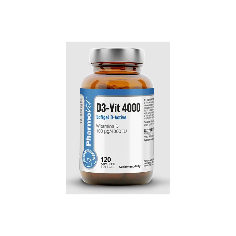 WITAMINA D3-VIT 100 µg (4000 j.m) BEZGLUTENOWA 120 KAPSUŁEK - PHARMOVIT (CLEAN LABEL)