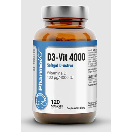 WITAMINA D3-VIT 100 µg (4000 j.m) BEZGLUTENOWA 120 KAPSUŁEK - PHARMOVIT (CLEAN LABEL)