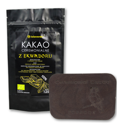 KAKAO CEREMONIALNE TABLICZKA BIO 125 g - ISLAVERDE (SEGURA)