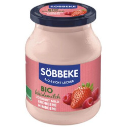 JOGURT KREMOWY TRUSKAWKA - MALINA BIO 500 g (SŁOIK) - SOBBEKE