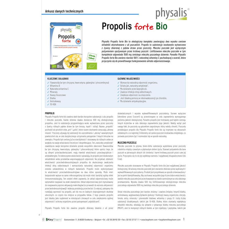 PROPOLIS FORTE BIO 30 TABLETEK - PHYSALIS