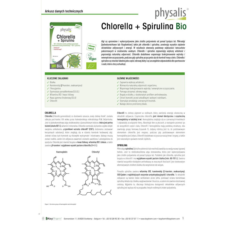 CHLORELLA + SPIRULINA BIO 200 TABLETEK - PHYSALIS