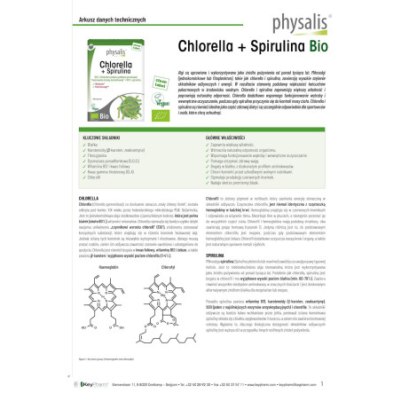 CHLORELLA + SPIRULINA BIO 200 TABLETEK - PHYSALIS