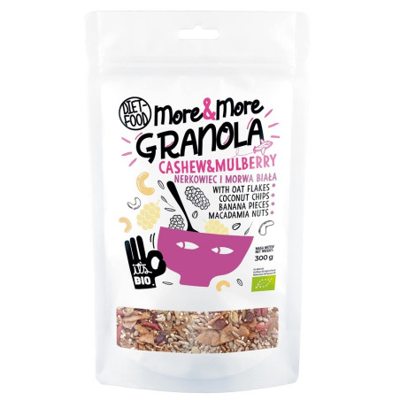 GRANOLA Z ORZECHAMI NERKOWCA I MORWĄ BIAŁĄ BIO 300 g - DIET-FOOD (MORE & MORE)