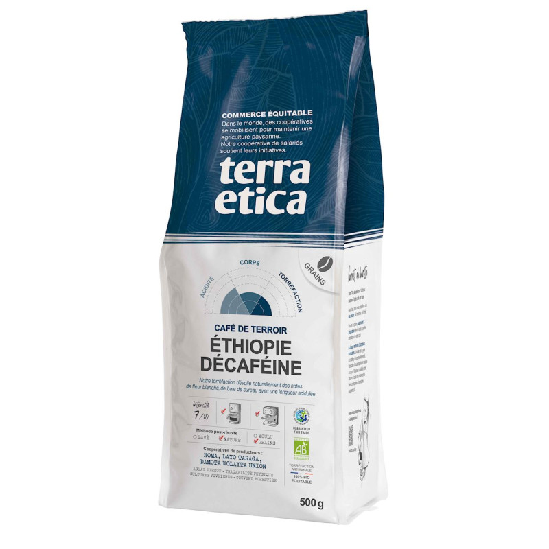 KAWA ZIARNISTA BEZKOFEINOWA ARABICA 100 % ETIOPIA FAIR TRADE BIO 500 g - CAFE MICHEL