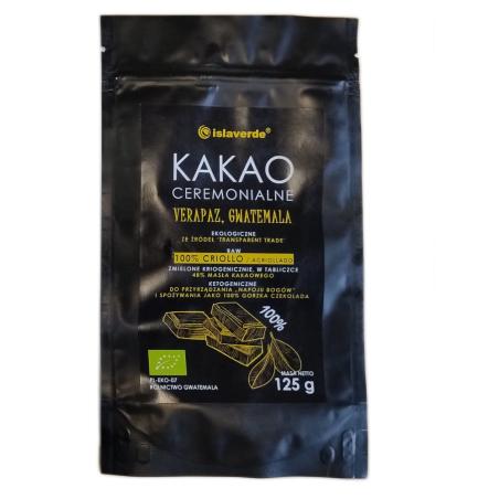 KAKAO CEREMONIALNE TABLICZKA BIO 125 g - ISLAVERDE (SEGURA)