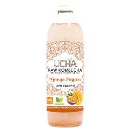 KOMBUCHA Z MANGO I MARAKUJĄ NISKA ZAWARTOŚĆ CUKRÓW FAIR FOR LIFE BIO 350 ml - UCHA