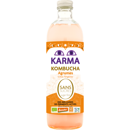 KOMBUCHA Z CYTRUSAMI BEZ CUKRU FAIR FOR LIFE DEMETER BIO 750 ml - KARMA KOMBUCHA