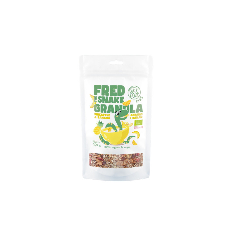 GRANOLA Z ANANASEM I BANANEM BIO 200 g - DIET-FOOD (FRED THE SNAKE)