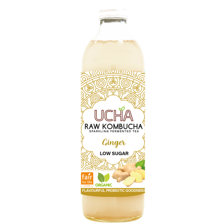 KOMBUCHA Z IMBIREM NISKA ZAWARTOŚĆ CUKRÓW FAIR FOR LIFE BIO 350 ml - UCHA