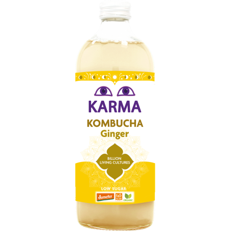 KOMBUCHA Z IMBIREM NISKA ZAWARTOŚĆ CUKRÓW FAIR FOR LIFE DEMETER BIO 1 L - KARMA KOMBUCHA