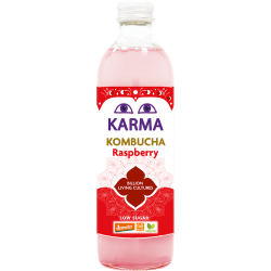 KOMBUCHA O SMAKU MALINOWYM NISKA ZAWARTOŚĆ CUKRÓW FAIR FOR LIFE DEMETER BIO 500 ml - KARMA KOMBUCHA