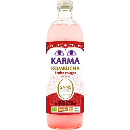 KOMBUCHA Z OWOCAMI CZERWONYMI BEZ CUKRU FAIR FOR LIFE DEMETER BIO 750 ml - KARMA KOMBUCHA