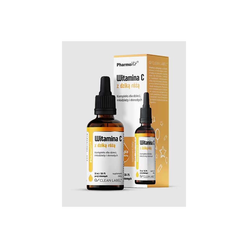 WITAMINA C Z DZIKĄ RÓŻĄ BEZGLUTENOWA W KROPLACH 30 ml - PHARMOVIT