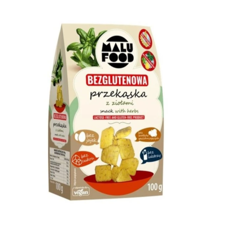 PRZEKĄSKA Z ZIOŁAMI BEZ CUKRU BEZGLUTENOWA 100 g - MALU FOOD