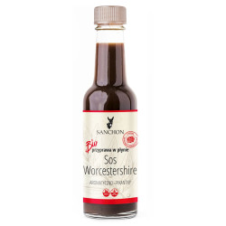 PRZYPRAWA W PŁYNIE WORCESTERSHIRE WEGAŃSKA BEZGLUTENOWA BIO 140 ml - SANCHON