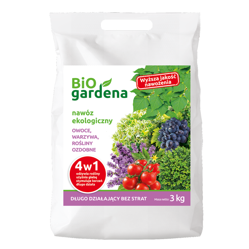 NAWÓZ DO OWOCÓW, WARZYW, ROŚLIN OZDOBNYCH 4w1 ECO 3 kg - BIOGARDENA