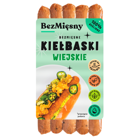 KIEŁBASKI WIEJSKIE ROŚLINNE 180 g - BEZMIĘSNY