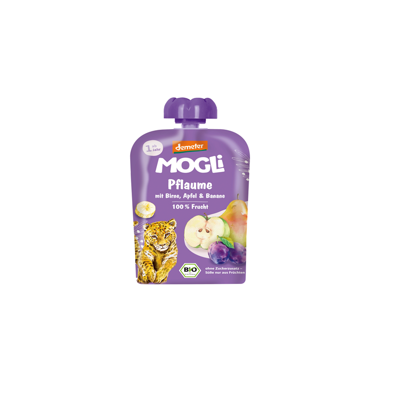 MUS ŚLIWKA - GRUSZKA - JABŁKO - BANAN BEZ DODATKU CUKRÓW OD 1 ROKU DEMETER BIO 100 g - MOGLI