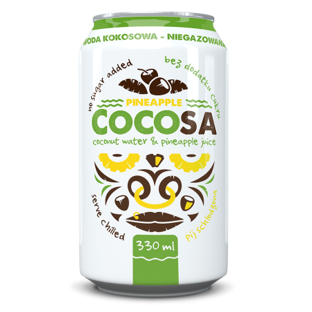 WODA KOKOSOWA Z SOKIEM Z ANANASA 330 ml - DIET-FOOD