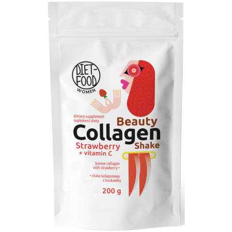 SHAKE KOLAGENOWY Z WITAMINĄ C I TRUSKAWKĄ 200 g - DIET-FOOD