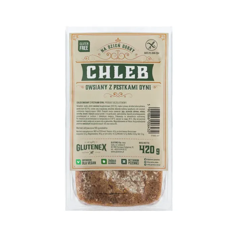 CHLEB OWSIANY Z PESTKAMI DYNI BEZGLUTENOWY 420 g - GLUTENEX