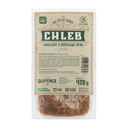 CHLEB OWSIANY Z PESTKAMI DYNI BEZGLUTENOWY 420 g - GLUTENEX