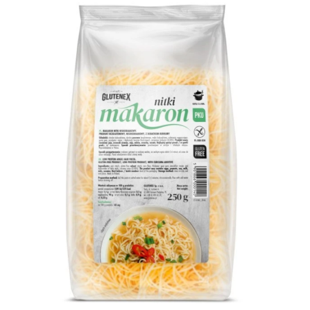 MAKARON NITKI NISKOBIAŁKOWY BEZGLUTENOWY 250 g - GLUTENEX