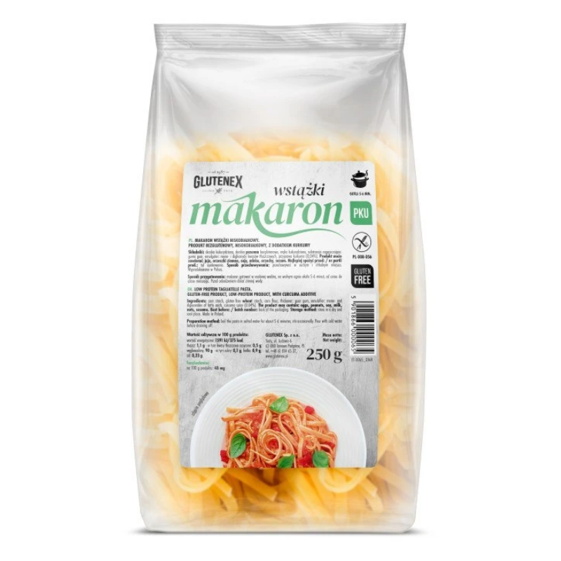 MAKARON WSTĄŻKI NISKOBIAŁKOWY BEZGLUTENOWY 250 g - GLUTENEX