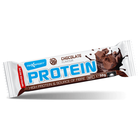 BATON PROTEINOWY O SMAKU CZEKOLADOWYM W KAKAOWEJ POLEWIE BEZGLUTENOWY 50 g - MAXSPORT