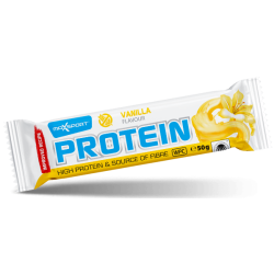 BATON PROTEINOWY O SMAKU WANILIOWYM W BIAŁEJ POLEWIE BEZGLUTENOWY 50 g - MAXSPORT