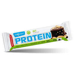 BATON PROTEINOWY Z ORZESZKAMI ZIEMNYMI W KAKAOWEJ POLEWIE BEZGLUTENOWY 50 g - MAXSPORT