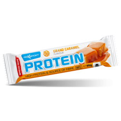 BATON PROTEINOWY O SMAKU KARMELOWYM W KAKAOWEJ POLEWIE BEZGLUTENOWY 50 g - MAXSPORT