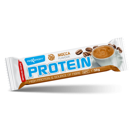 BATON PROTEINOWY O SMAKU KAWOWYM W MLECZNEJ CZEKOLADZIE BEZGLUTENOWY 50 g - MAXSPORT