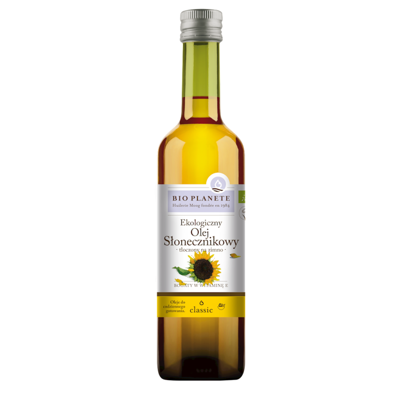 OLEJ SŁONECZNIKOWY TŁOCZONY NA ZIMNO BIO 500 ml - BIO PLANETE