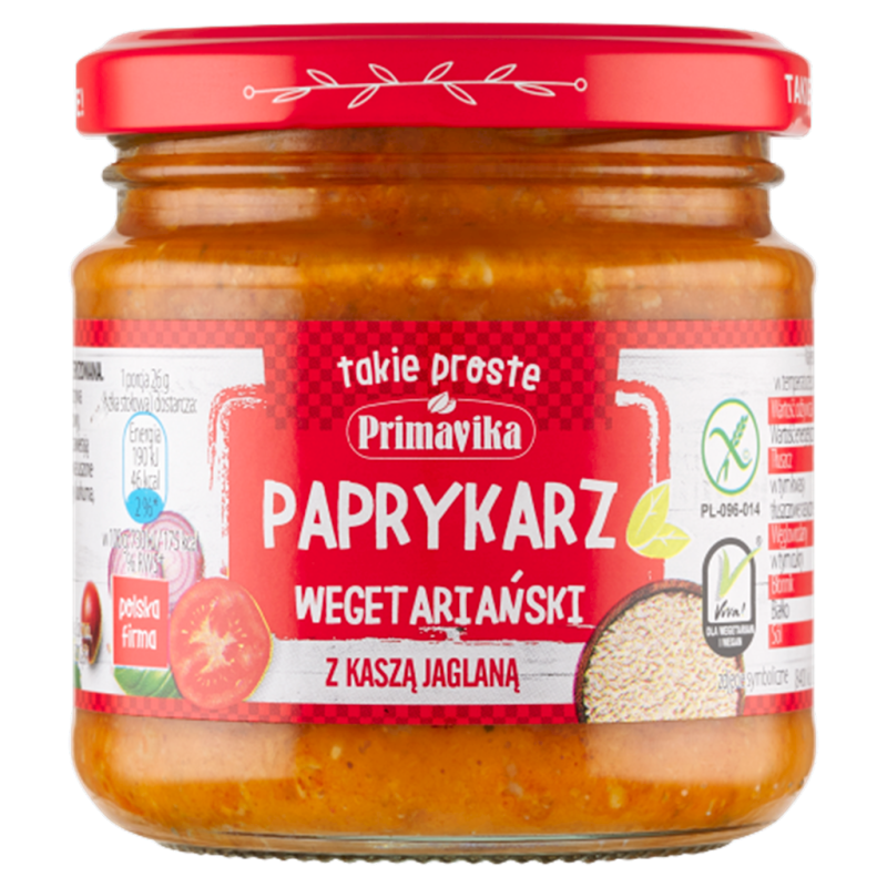 PAPRYKARZ WEGAŃSKI Z KASZĄ JAGLANĄ BEZGLUTENOWY 160 g - PRIMAVIKA
